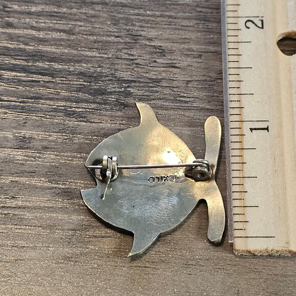 Vintage Alpaca Silver & Abalone Fish Brooch Pin from Mexico - Picture 5 of 6